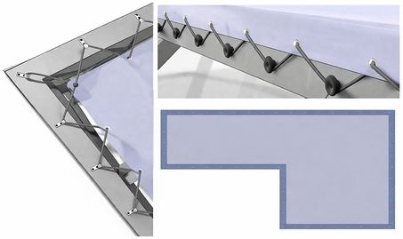 Bâche terrasse angle droit à 6 cotés