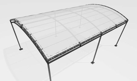 Toile pergola métallique autoportée forme bombée
