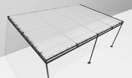 Toile pergola métallique murale forme droite