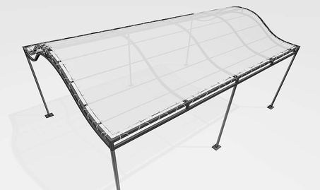 Toile pergola métallique autoportée forme vague