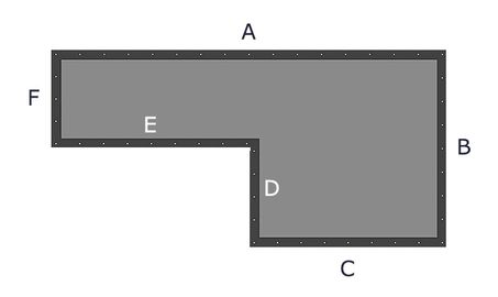 Bâche plate en forme d'équerre