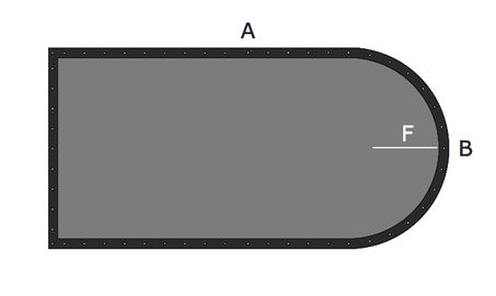 Bâche plate rectangulaire demi rond