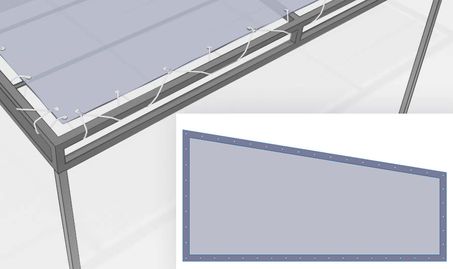 Bâche pergola toit trapèze rectangle avec œillets