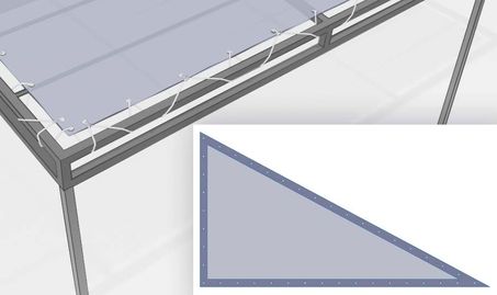 Toit en bâche triangle angle droit avec œillets