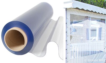 Bâche transparente SUR MESURE rectangle. Cristal Ignifugé M2. Ép.0.5mm. Garantie 5 ans.