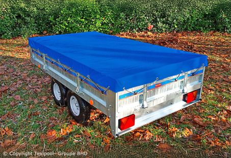 Bâche remorque 207 x 115 x 9 cm - PVC Bleu renforcé 650 g/m² - Garantie : 5 ans